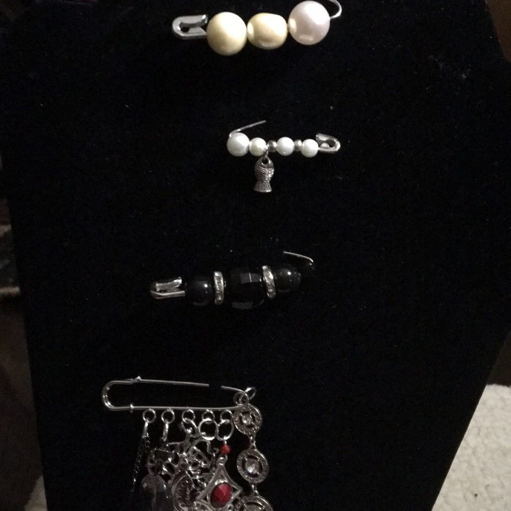 Set of four Safety Pin Brooches